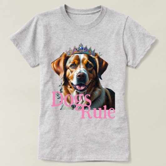T-shirt Chiens Règle Chien Portant Tiara (Design devant)