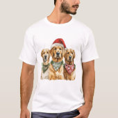 T-shirt Chiens Retriever dorés de Noël (Devant)