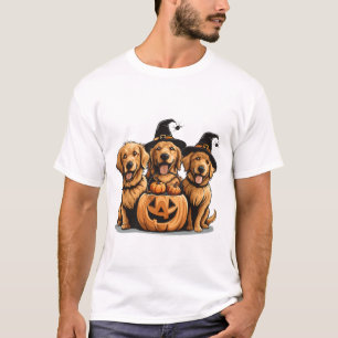 T-shirt Chiens Retriever dorés Halloween Citrouille Jack