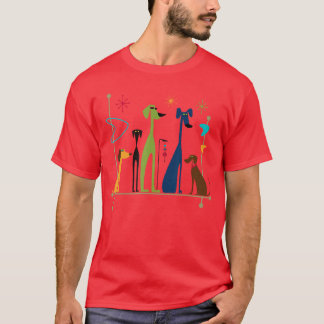 T-shirt Chiens rétro modernité milieu de siècle style anné