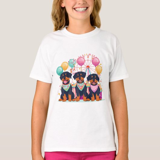 T-shirt Chiens Rottweiler À Un Carnaval (Devant)