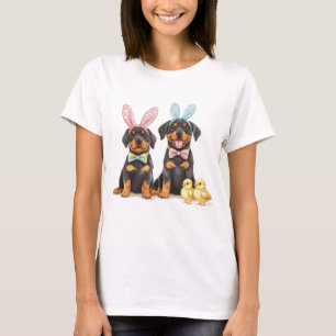 T-shirt Chiens Rottweiler de Pâques Oreilles de Lapin