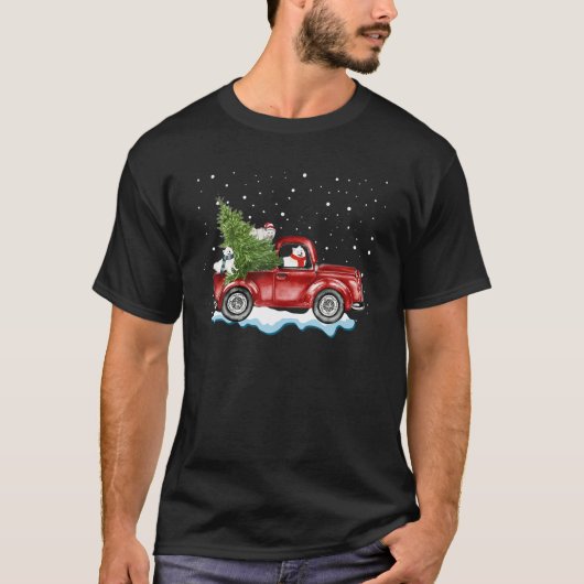 T-shirt Chiens Samoyés Roue Camion Noël T Funny Noël (Devant)