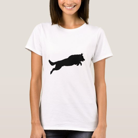 T-shirt Chiens sautants d'amour de silhouette de berger (Devant)