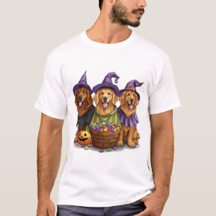 T-shirt Chiens sorciers Retriever dorés Halloween
