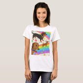 T-shirt Chiens sympas avec arc-en-ciel (Devant entier)