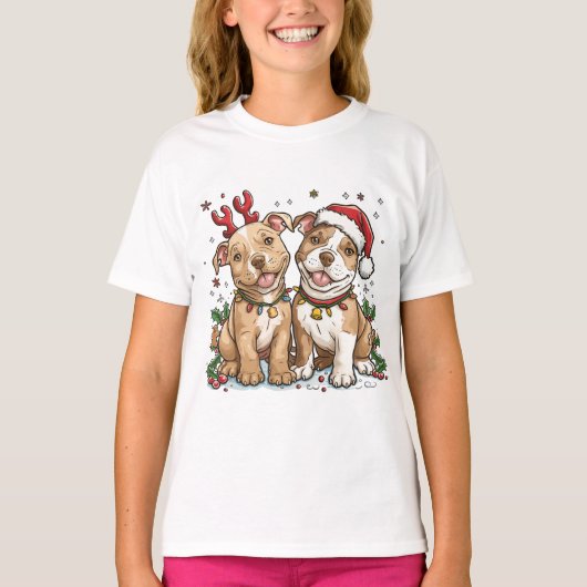 T-shirt Chiens taureaux de Noël Pit (Devant)