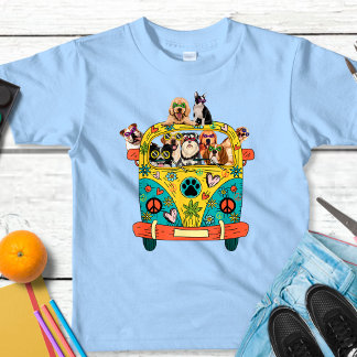 T-shirt Chiens vintages dans Hippie Van
