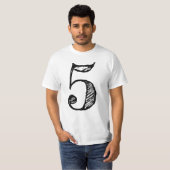 T-shirt chiffre 5 numéro cinq manuscrit géant (Devant entier)