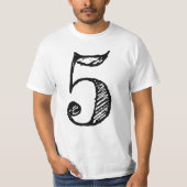 T-shirt chiffre 5 numéro cinq manuscrit géant (Devant)