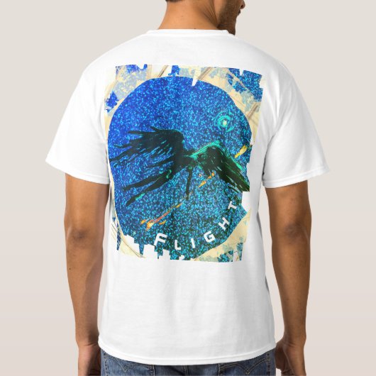 T-shirt Chiffre à ailes foncées volant à travers l'espace (Dos)