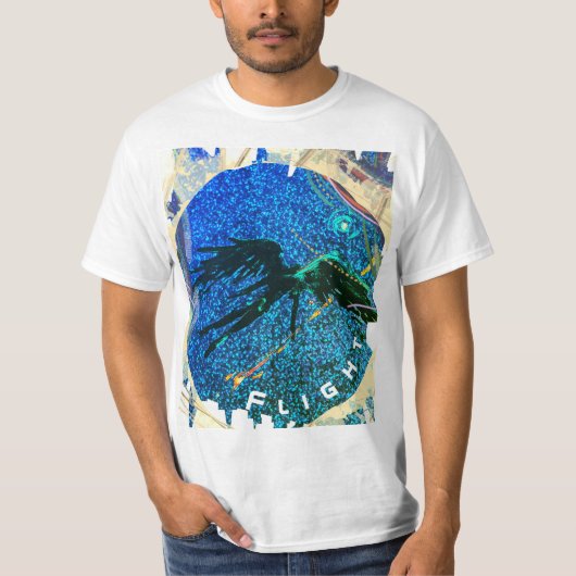 T-shirt Chiffre à ailes foncées volant à travers l'espace (Devant)