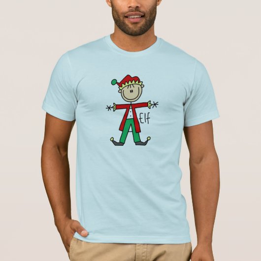 T-shirt Chiffre chemise de bâton d'Elf de Noël (Devant)