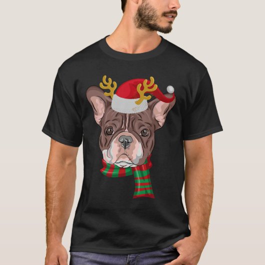 T-shirt Chiffre de taureau français Reindeer Père Noël (Devant)