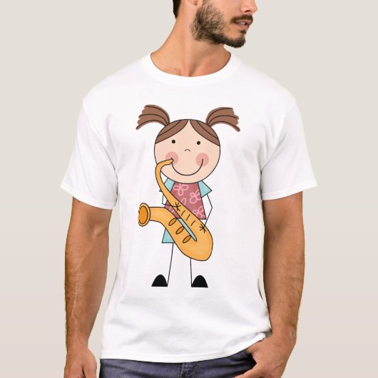 T-shirt Chiffre fille de bâton avec le saxophone (Devant)