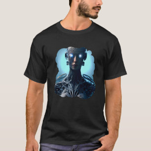 T-shirt Chiffre futuriste unique en Cyborg Sci Fi féminin