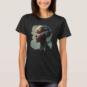 T-shirt Chiffre futuriste unique en Cyborg Sci Fi féminin