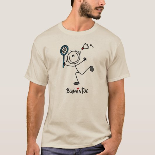 T-shirt Chiffre masculin de base badminton de bâton (Devant)