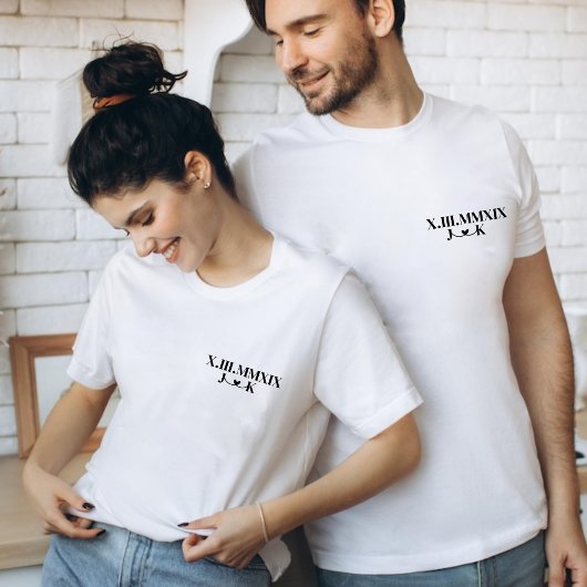 T-shirt Chiffre romain de couple personnalisé
