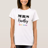 T-shirt Chiffres Arc-en-ciel Mme Nom Année de création (Devant)