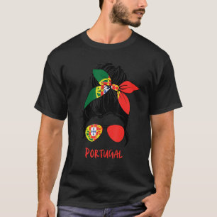 T-shirt Chignon décoiffé avec drapeau de football du Portu