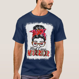 T-shirt Chignon Méssy Léopard Ruban Rouge Guerrière Cancer