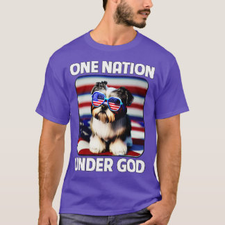 T-shirt Chih Tzu Drapeau Américain Une Nation Sous Dieu Pa