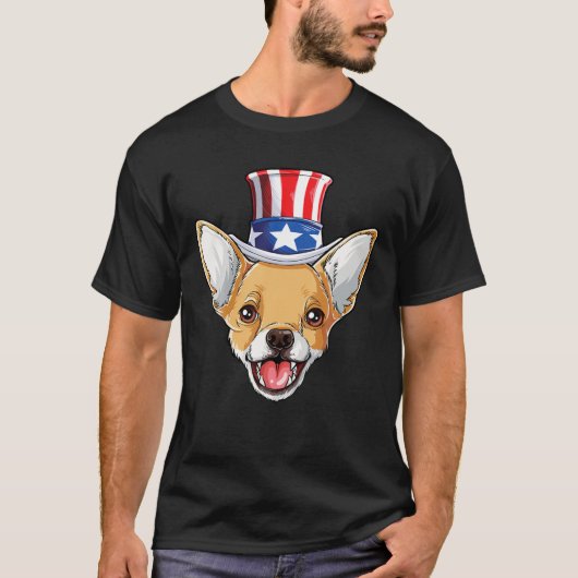 T-shirt Chihuahua 4 juillet Oncle Sam Hommes Femmes Améric (Devant)