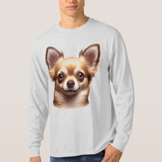 T-shirt Chihuahua à cheveux longs (Devant)