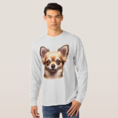 T-shirt Chihuahua à cheveux longs (Devant entier)