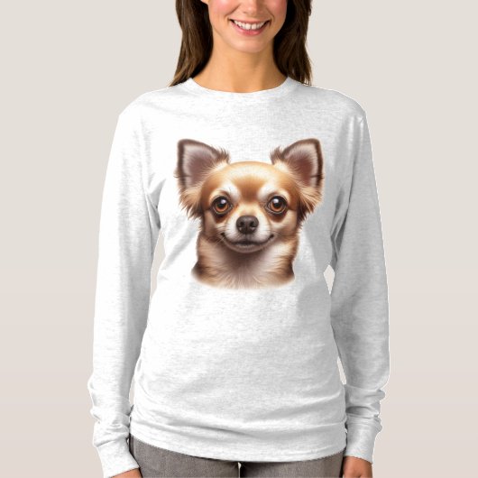 T-shirt Chihuahua à cheveux longs (Devant)