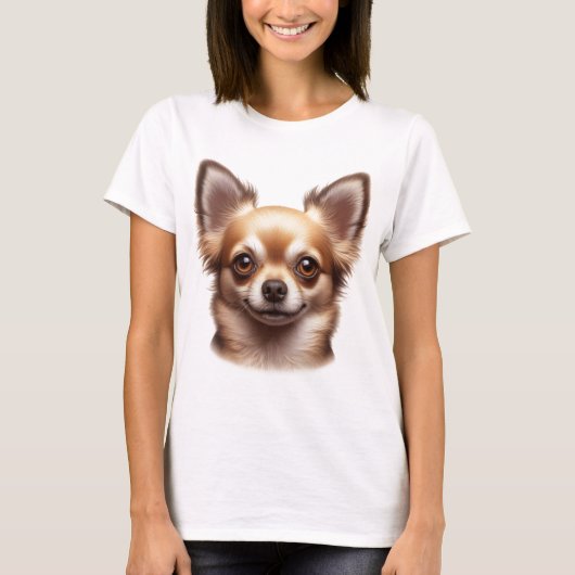 T-shirt Chihuahua à cheveux longs (Devant)