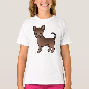 T-shirt Chihuahua à poil lisse au chocolat Chien de dessin