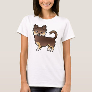 T-shirt Chihuahua à poil long chocolat et fauve Chien de d