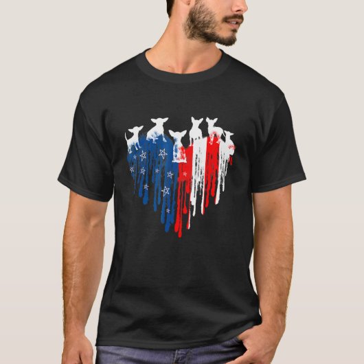 T-shirt Chihuahua American Heart Flag Chien 4 juillet (Devant)