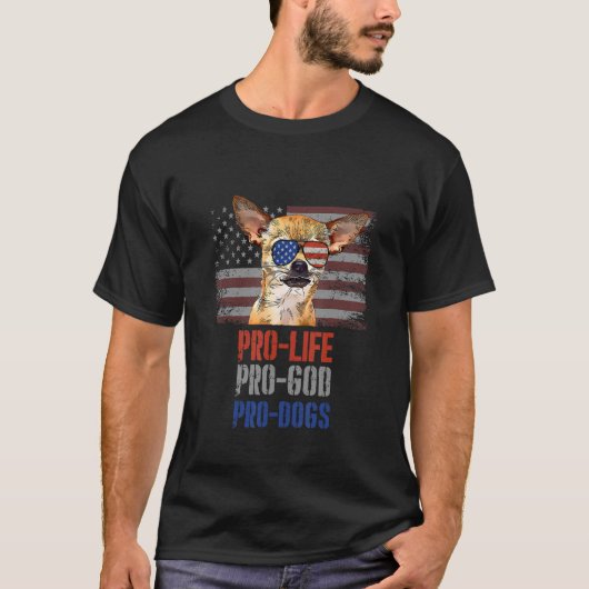 T-shirt Chihuahua Anti-avortement Pro God Pro Chiens (Devant)