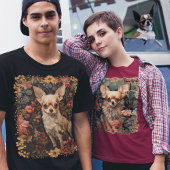 T-shirt Chihuahua avec des fleurs en style William Morris