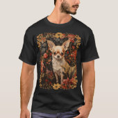 T-shirt Chihuahua avec des fleurs en style William Morris (Devant)