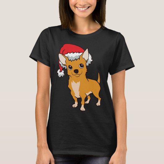 T-shirt Chihuahua avec Santa Hat Casquette de Noël Chihua (Devant)
