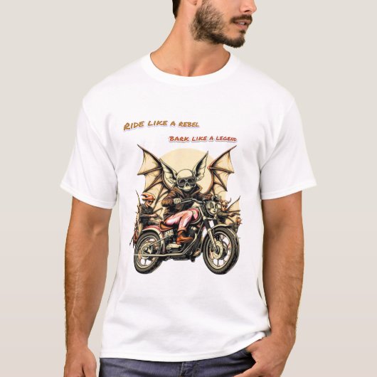 T-shirt Chihuahua Biker avec Bat Wings (Devant)
