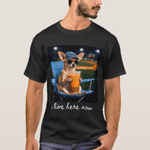 T-shirt Chihuahua boit du café glacé terrain de baseball e