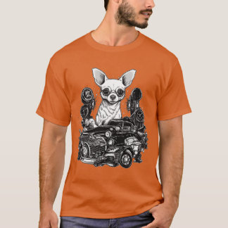 T-shirt Chihuahua Car Mechanic Automotive Vehicle Dog retr