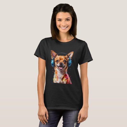 T-shirt Chihuahua Casques Chien Funny Animal Art Imprimer (Devant entier)