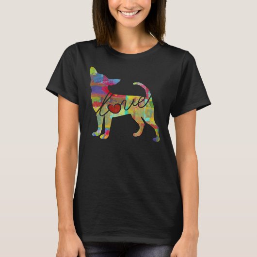 T-shirt Chihuahua Chien Aime Un Aquarelle Lumineux Et Colo (Devant)