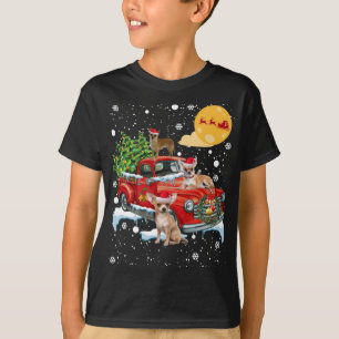 T-shirt Chihuahua Chien de Noël avec Vintage Camion Rouge