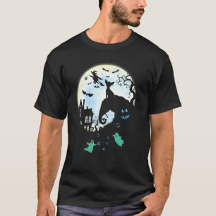 T-shirt Chihuahua Chien Moon Scary Citrouille Halloween Co