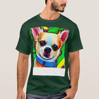T-shirt Chihuahua Chien Rainbow Peinture