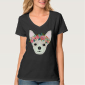 T-shirt Chihuahua Chig race Florale Couronne Chihuahuas Pu (Devant)