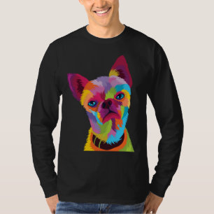 T-shirt Chihuahua coloré mignon Chien S Tête Géomet Artist