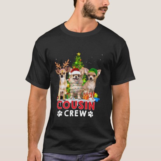 T-shirt Chihuahua Cousin Écran de Noël Lumières des arbres (Devant)